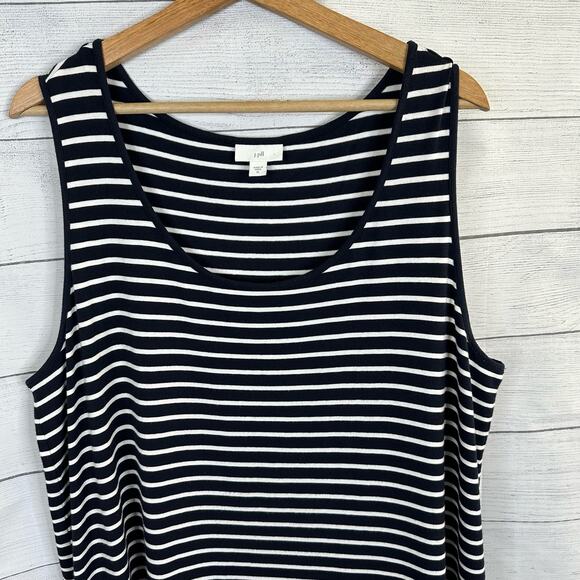 J Jill Womens size XL Striped Blue White Maxi Sleeveless Dress Pima Cotton Modal - Picture 3 of 10